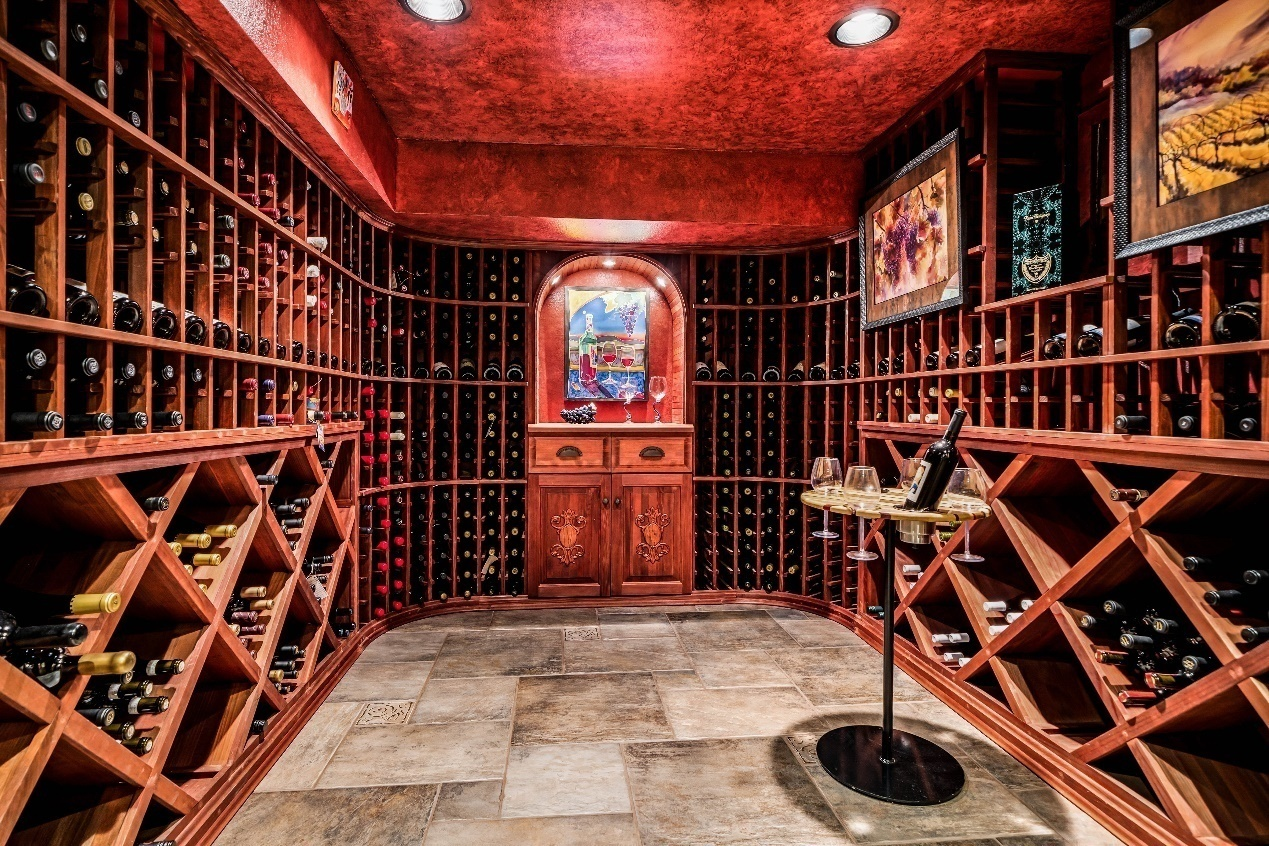 A wine cellar full of wine bottles