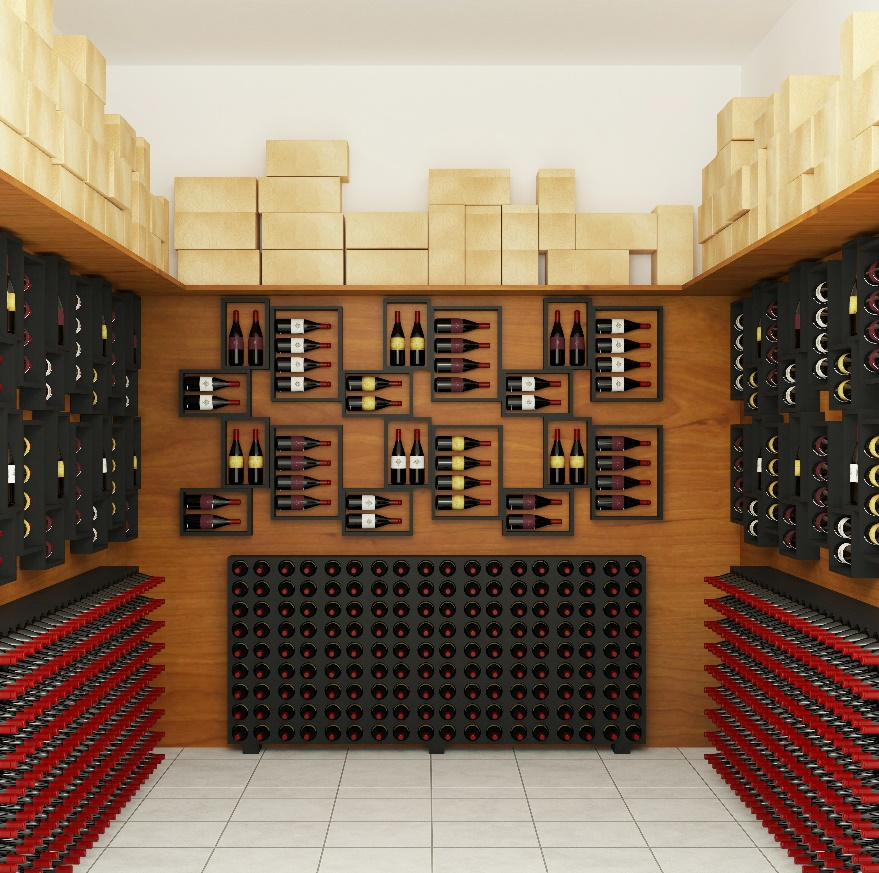 Wine placed on shelves 
